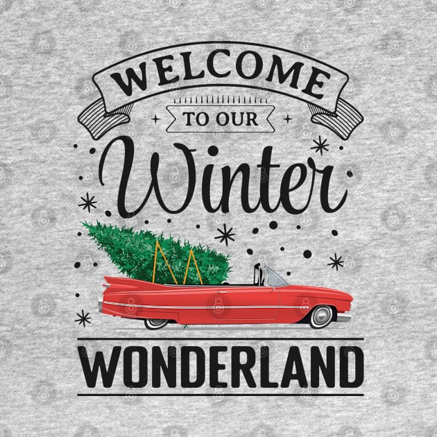 Winter Wonderland Vintage car with Christmas Tree by la'lunadraw